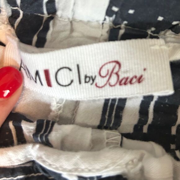 Baci & Amici Cropped Wide Leg Pants Black Plaid Stretch Waist Womens Medium 8 10 - Picture 3 of 4